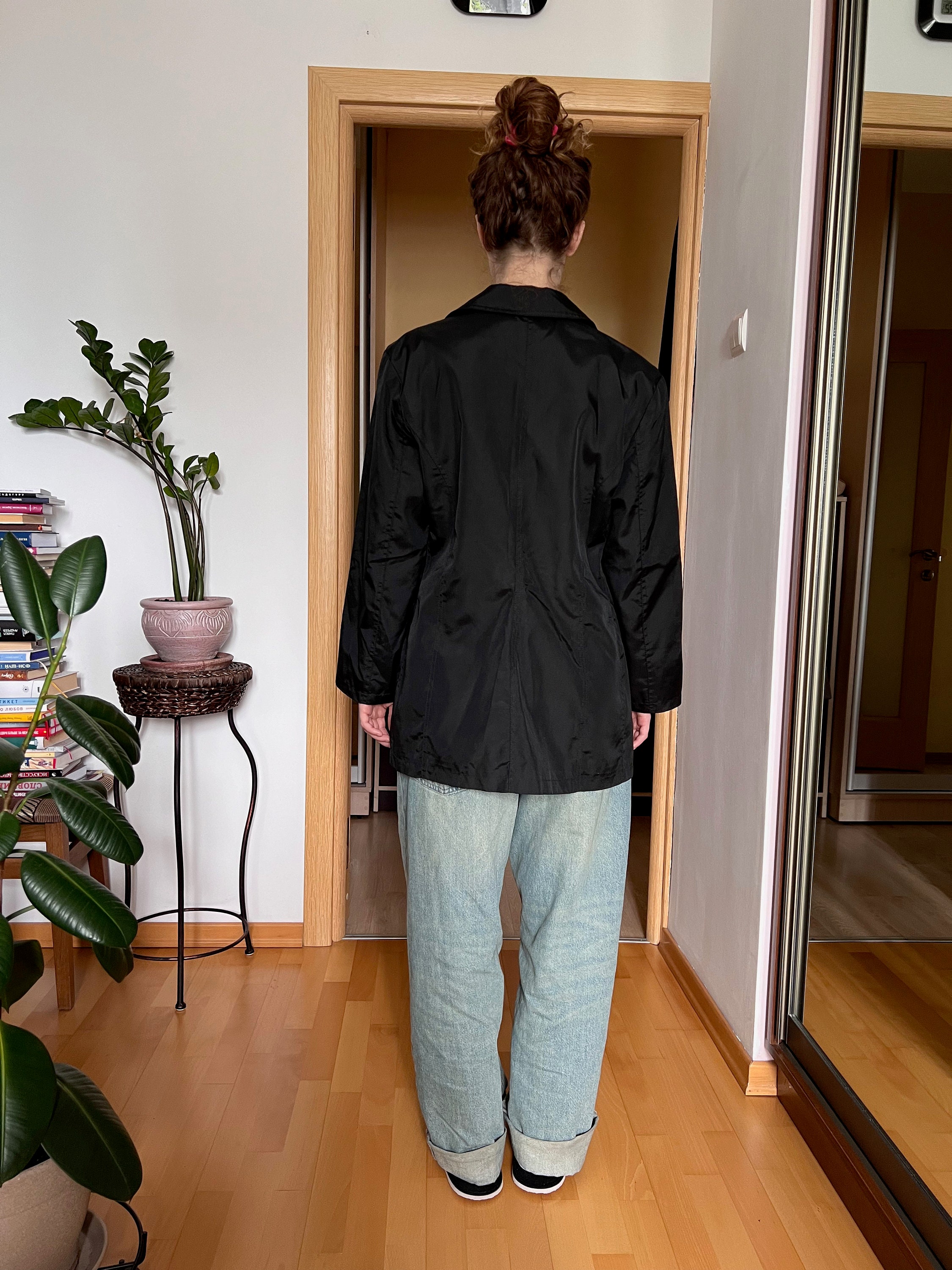 Fendi Jeans Vintage Black Jacket With Animal Print Lining