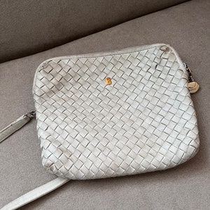 Bally white leather wooven crossbody vintage sac à main