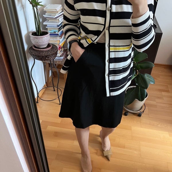 YSL Saint Laurent vintage black midi skirt with pockets size XS