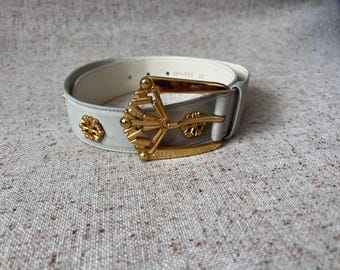 ESCADA Yellow Leather Studded Sea Creatures Fish Belt Made  display picture 3