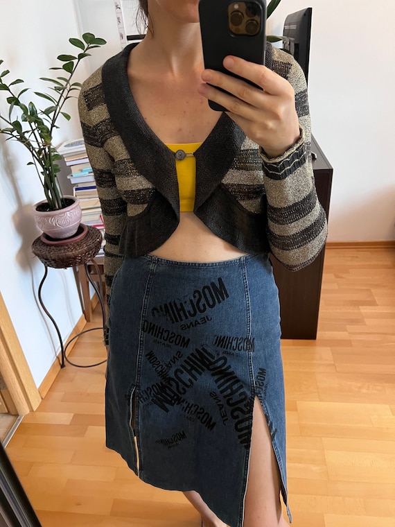 MOSCHINO jeans knit crop y2k vintage sweater top … - image 1