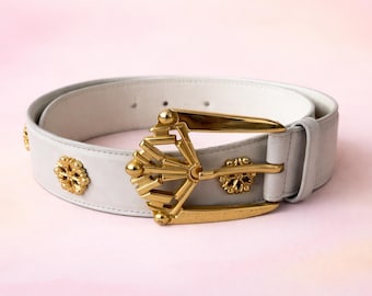 Vintage leren riem Escada by Margaretha Ley – gouden sneeuwvlokgesp