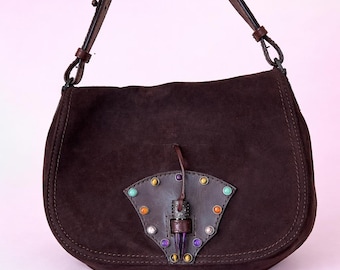 Vintage Valentino suede brown top handle bag