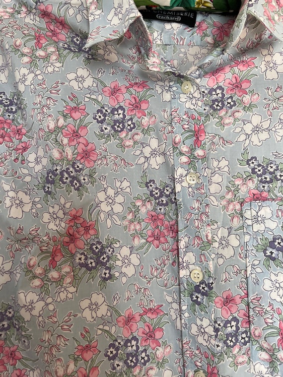 Cacharel vintage floral print cotton shirt size M - image 2