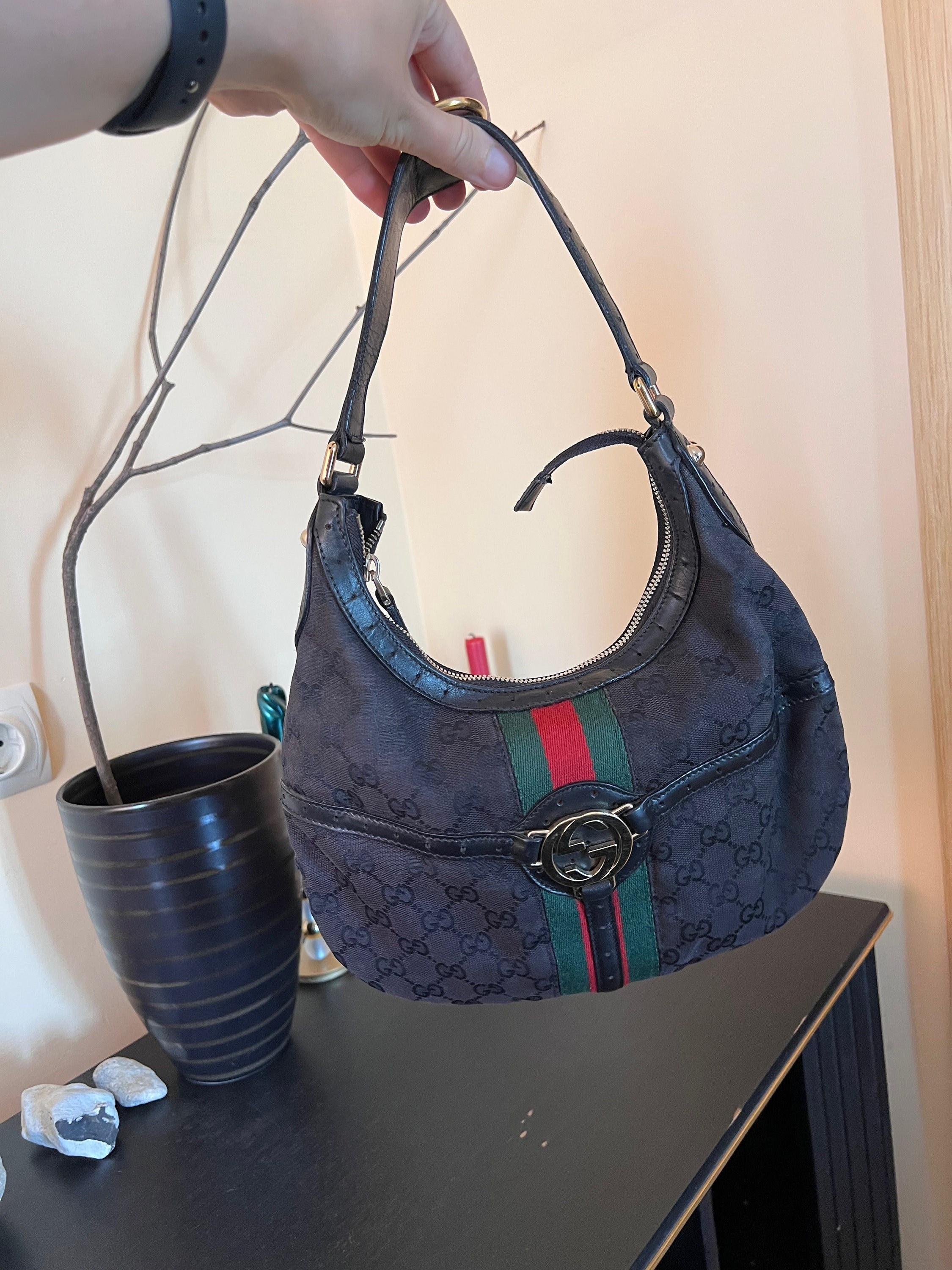 Gucci Vintage - GG Suede Hobo Bag - Black - Leather Handbag - Luxury High  Quality - Avvenice