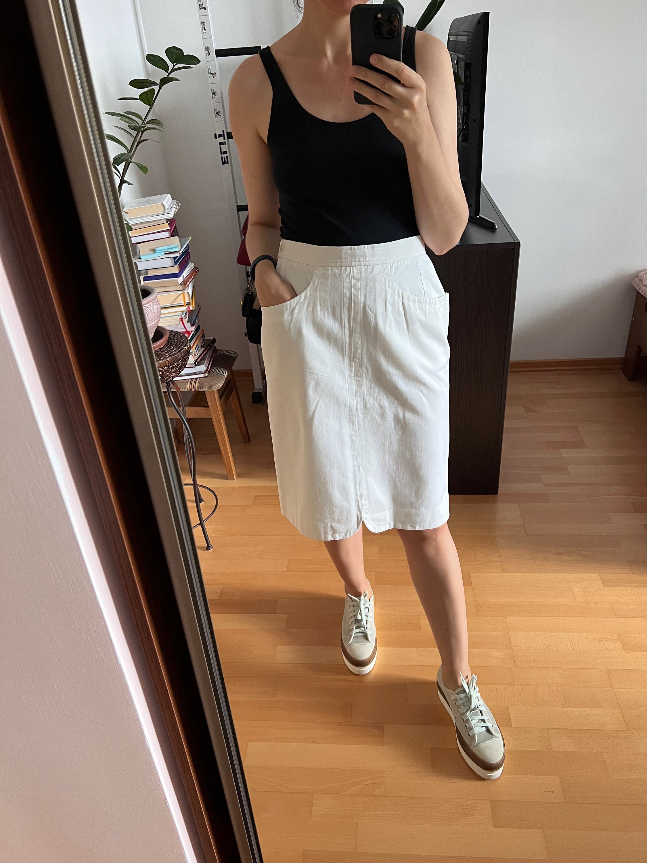 YSL Yves Saint Laurent Vintage Cotton White Skirt With
