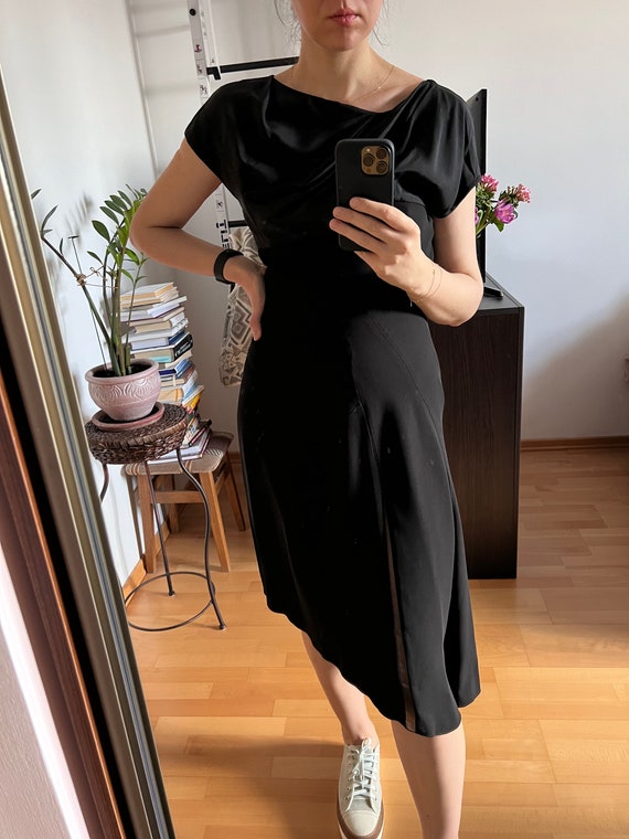 Louis Vuitton Cocktail Classic Black Midi Vintage Dress Size M 