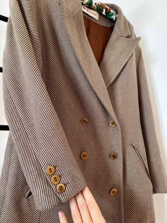 KL Karl Lagerfeld vintage strip beige wool blazer… - image 3