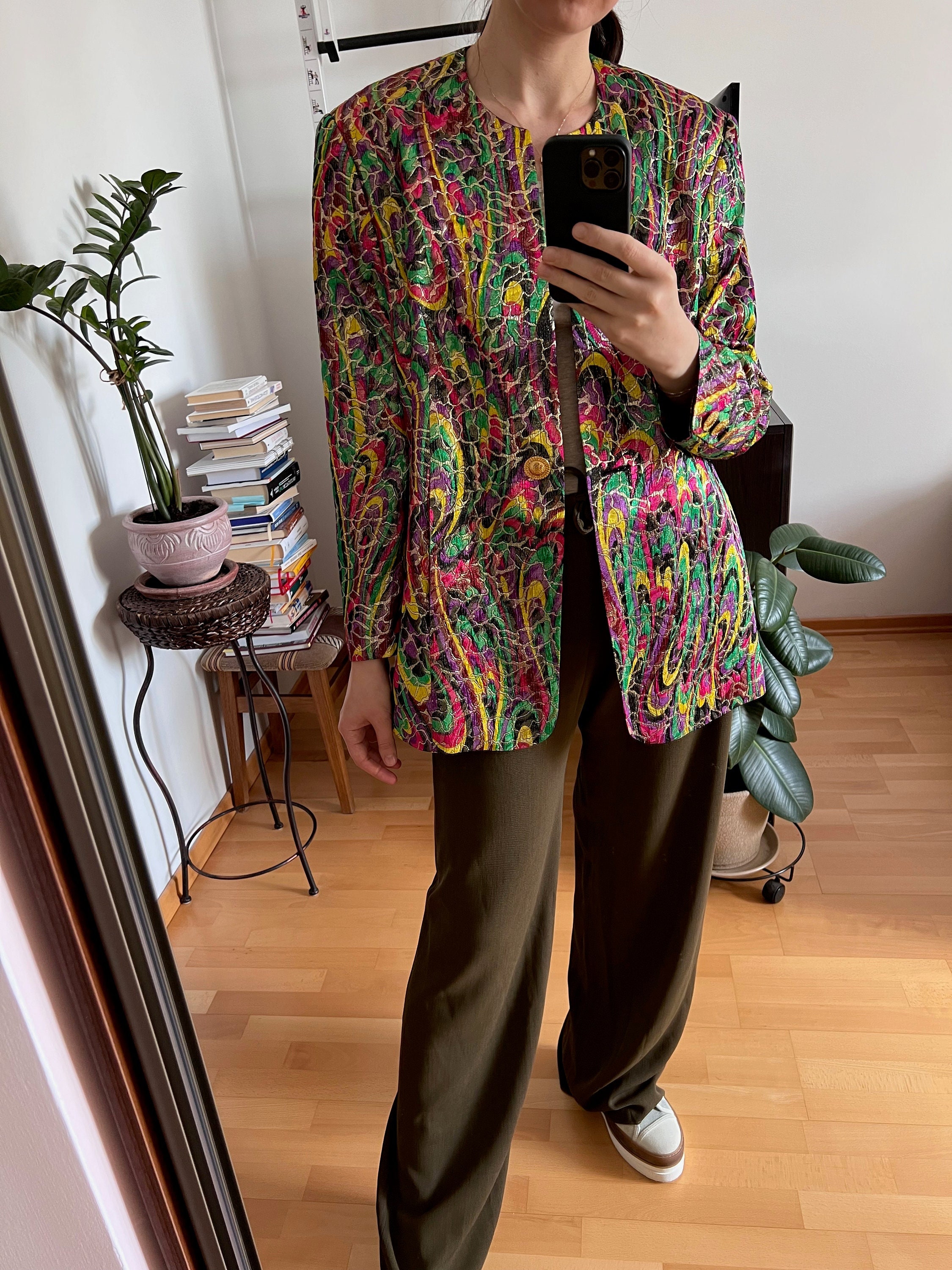 GIVENCHY En Plus Vintage Rainbow Jacket Gold Buttons Big GIVENCHY En Plus Vintage Rainbow Jacket Gold Buttons Big