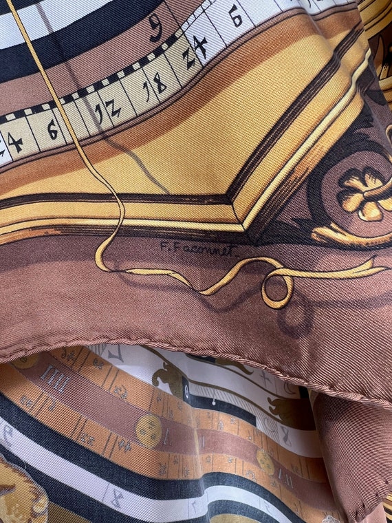 Vintage HERMES Astrologie Dies Et Hore Silk Brown… - image 9