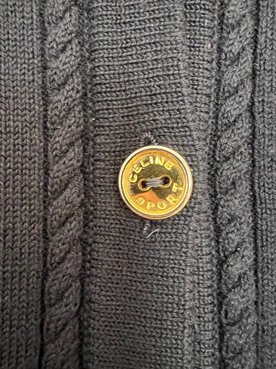 CELINE Sport vintage navy wool cardigan sweater s… - image 6
