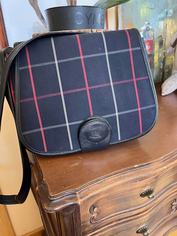 BURBERRYS Vintage Blue Check Crossbody Bag - Etsy