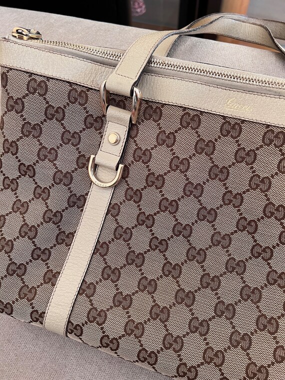Gucci Abbey Beige White Canvas authentic Leather Vint… - Gem