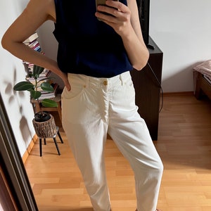 Escada von Margaretha Ley Vintage lässige weiße Hose mit hoher Taille, Größe 40 / M-L