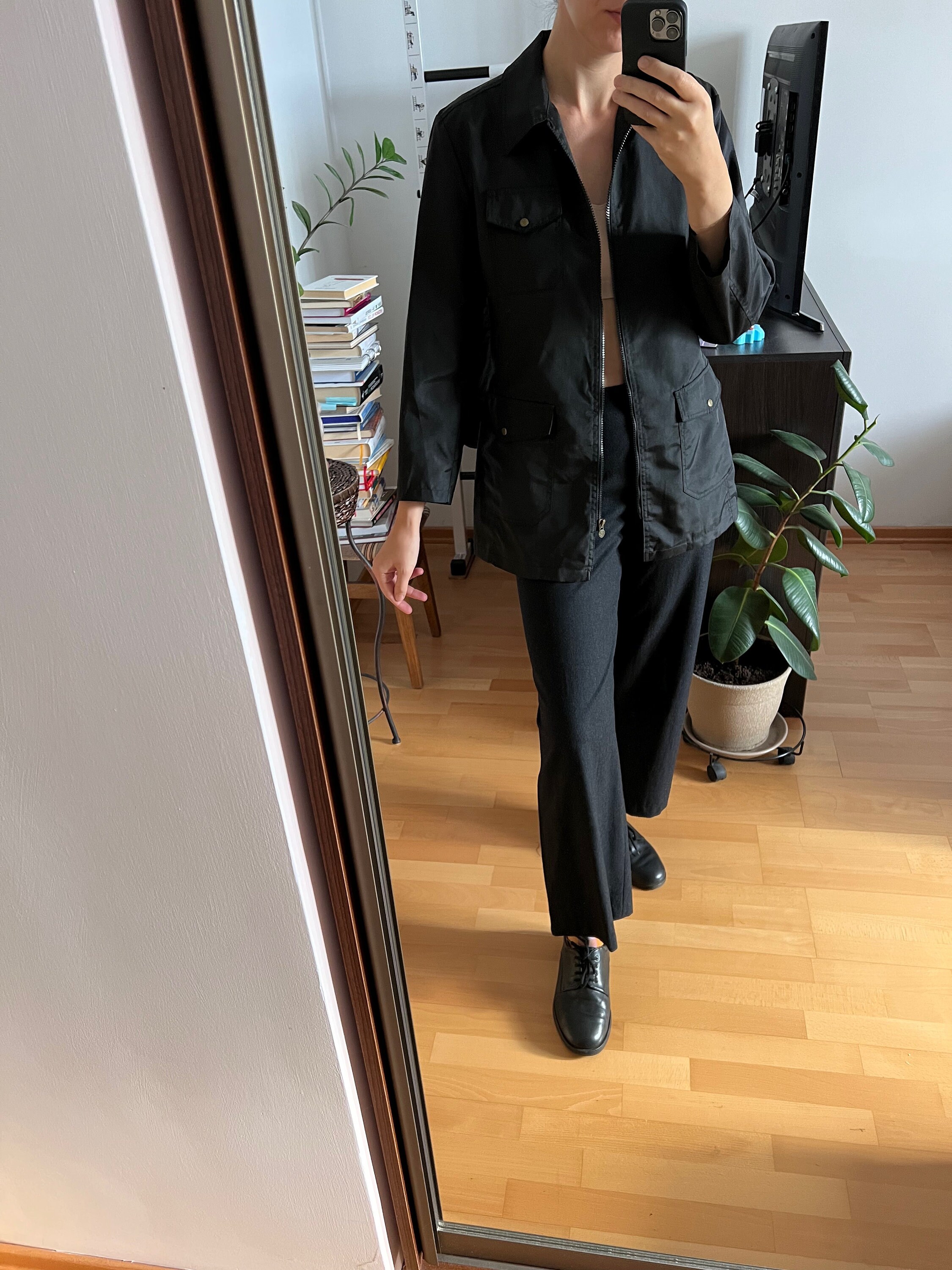Fendi Jeans Vintage Black Jacket With Animal Print Lining