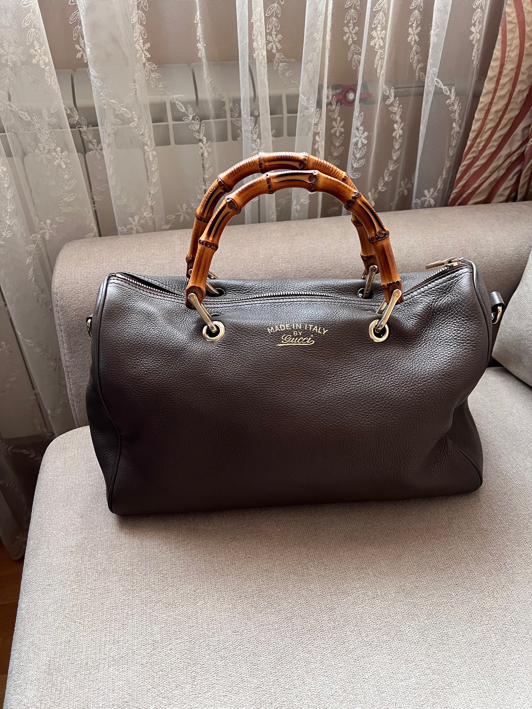 Gucci Vintage Bamboo Leather Satchel