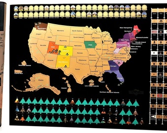 Scratch Off Map of The United States National Parks (24” x 17”) - Reveals Images USA Travel Poster Capitals, State Flags, & US Territories
