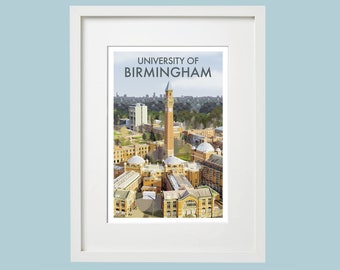 Framed Illustration of The University of Birmingham (UK) Campus