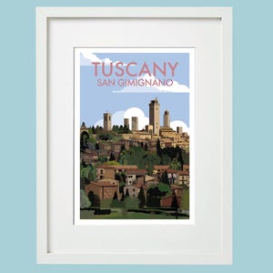 Origineel ingelijste afbeelding Toscane San Gimignano