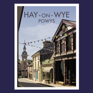 Hay-on-Wye Oryginalna ilustracja inspirowana stylem vintage