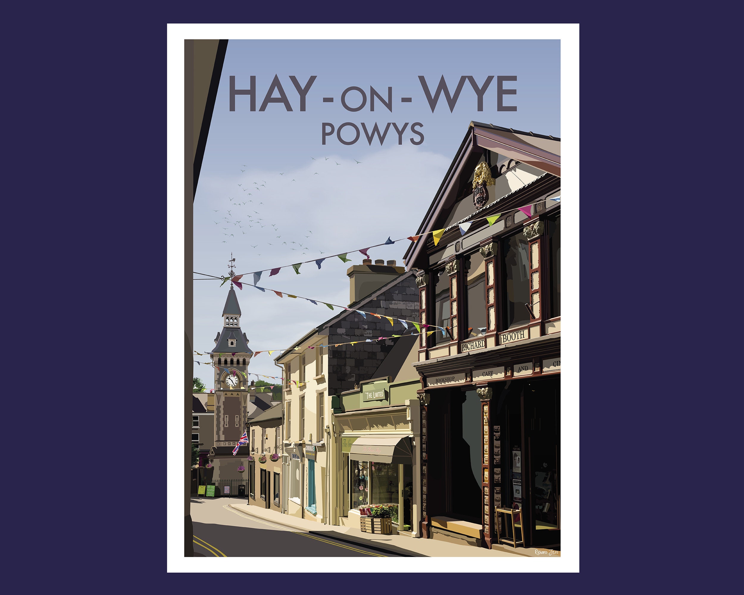 Hay-on-Wye Original vintage inspired illustration