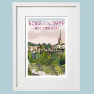 Ross-on-Wye Herefordshire Framed Travel Poster Original Illustration