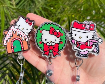 HK Christmas | Kitty X Mas | Badge Reel | Nurse | Teacher | Gift | Christmas Gift