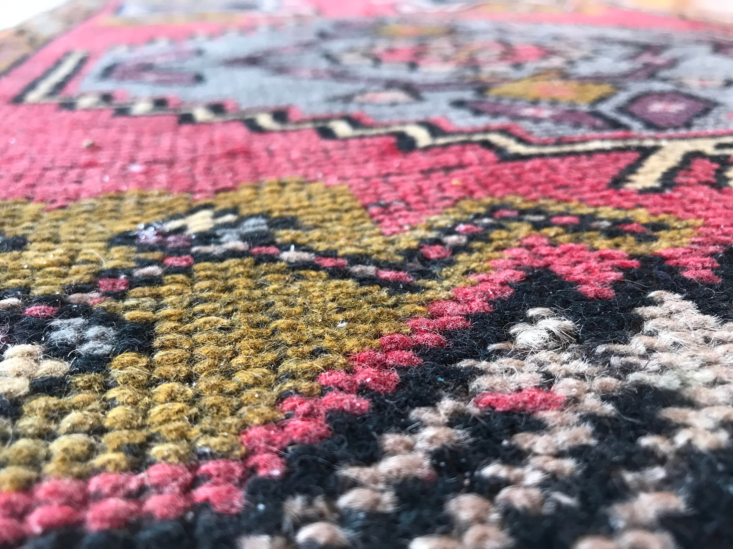 Mini pink yellow indoor rugsmall rug1.74x3.15 ft 53x96 Etsy