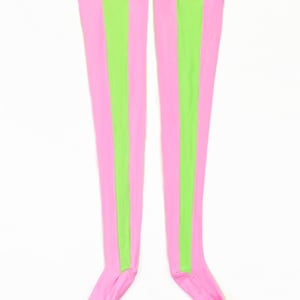 Thigh High Socks - Stripe - Pink and Green