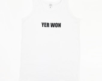 Yer Won branded cotton vest - White