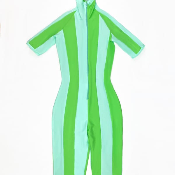 Stripe Cycle Suit - Mint and Green