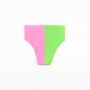 Half & Half High-waisted Thong  - Pink and green