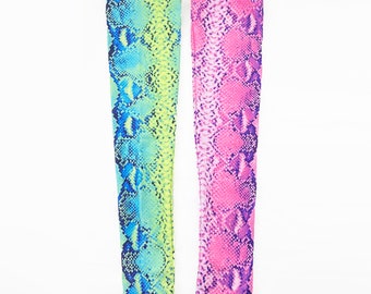 Knee High Socks - Half and Half green/pink snake