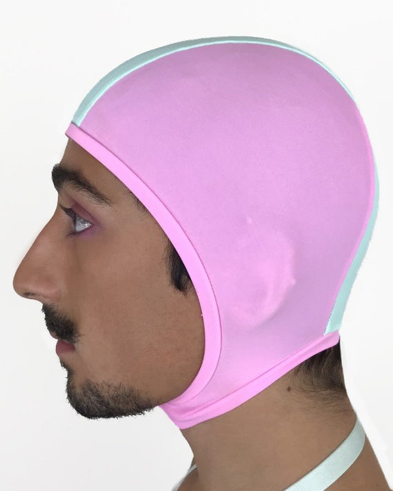 Centre Stripe Swim Cap With Chinstrap and Buckle Detail Pink & Mint -   Canada
