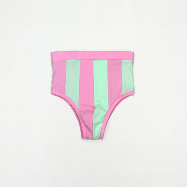 Stripe High-waisted Bottoms - Pink and Mint - Men's