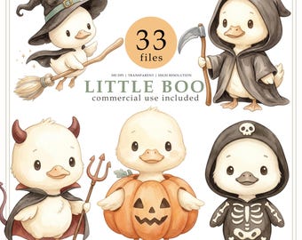 Watercolor Halloween Goose Clipart, Spooky Goose, Ghost PNG (Digital Download)