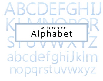 Watercolor alphabet clipart, printable letters png, boy nursery decor, baby shower