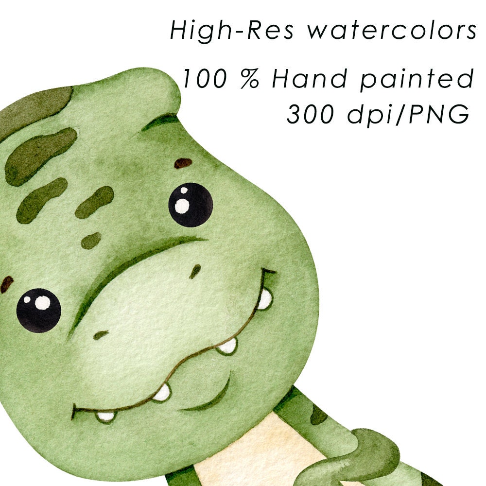Dinosaurs Watercolor Clipart, Dino Clip Art, Dinosaur Nursery Decor ...