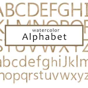 Clipart del alfabeto de acuarela, letras imprimibles png, decoración de guardería, baby shower