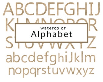 Watercolor alphabet clipart, printable letters png, nursery decor, baby shower
