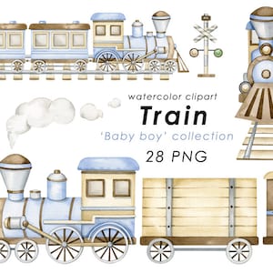 Zug Clipart, Aquarell Zug png, Kinderzimmer Dekor, Baby Junge, es ist ein Junge, Baby-Dusche, Kinderzimmer Wandkunst