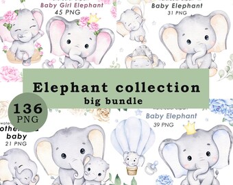 Elehpant Aquarell Clipart, süße Elefant Clip Art, Kinder Dekoration, Baby Wandkunst, Babyparty