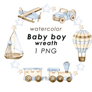 Baby Junge Aquarell Kranz, Zugrahmen png, Baby Shower, it es a boy
