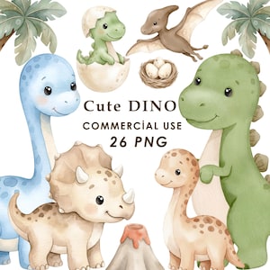 Akvarell dinosaurie clipart, T-rex PNG, dinosauriefödelsedagsfest, barnkammardekor, babyshower, kommersiellt bruk