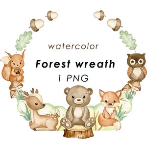 Waldtiere Kranz, Waldtiere Rahmen png, Kinderzimmer Deko, Baby shower