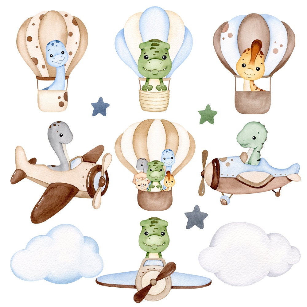 Dinosaurs Watercolor Clipart, Dino Clip Art, Dinosaur Nursery Decor ...