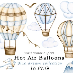 Acquerello mongolfiere clipart, è un ragazzo png, decorazione murale nursery, bambino bambino, download digitale