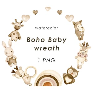 Cadre bébé Boho, décor de chambre d’enfant, baby shower neutre, couronne bébé boho