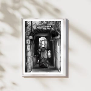 Hexe Edinburgh A4/A5 Druck | Gothic Halloween Kunst | Witchy Illustration | Gruseliges Schottland-Kunstwerk | Herbst Dekor | Magischer Hexen Print, Magie