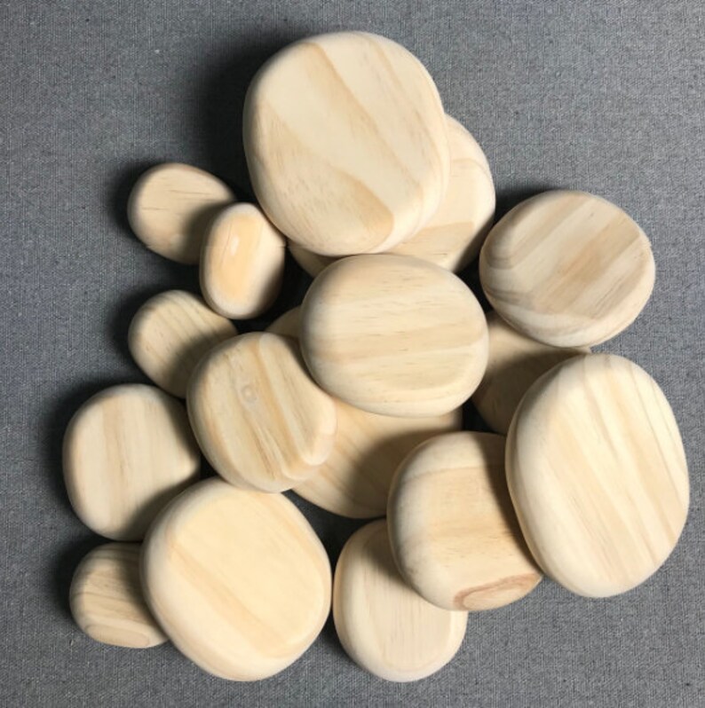 Smooth stone stack Wooden toy Montessori Waldorf Toy Natural Color Baby Building Blocks boy play toys 16pcs Wood Balance toy Stones